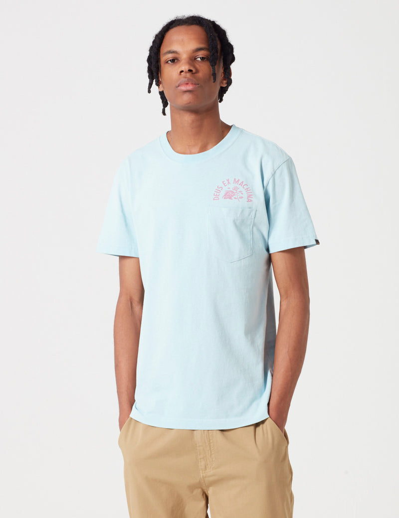 T-Shirt Deus Ex Machina Sunbleached Enthusiasm - Bleu Ciel/Rose Rouge