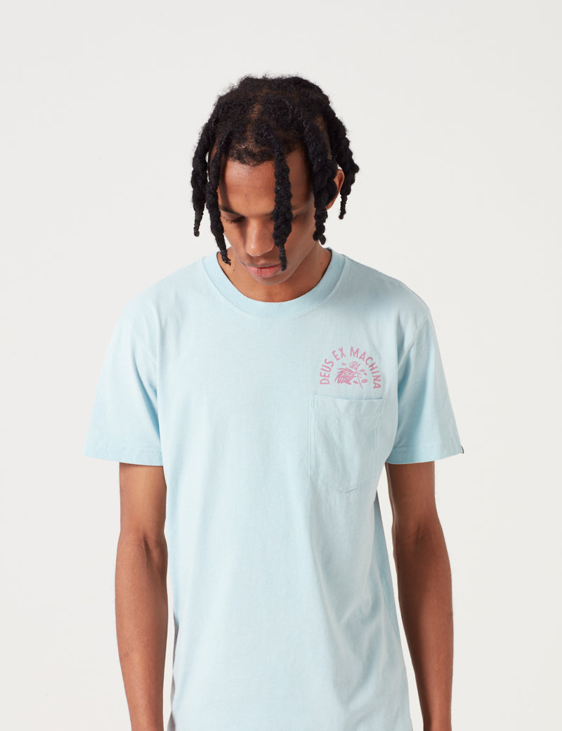 T-Shirt Deus Ex Machina Sunbleached Enthusiasm - Bleu Ciel/Rose Rouge