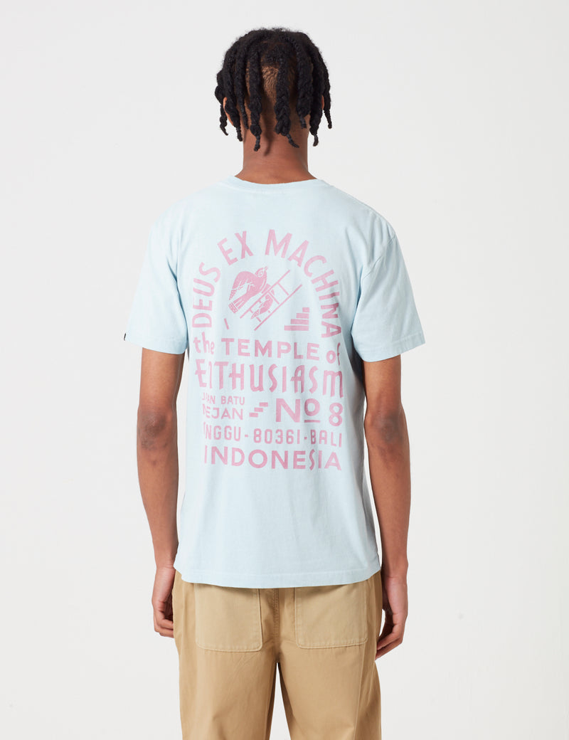 T-Shirt Deus Ex Machina Sunbleached Enthusiasm - Bleu Ciel/Rose Rouge