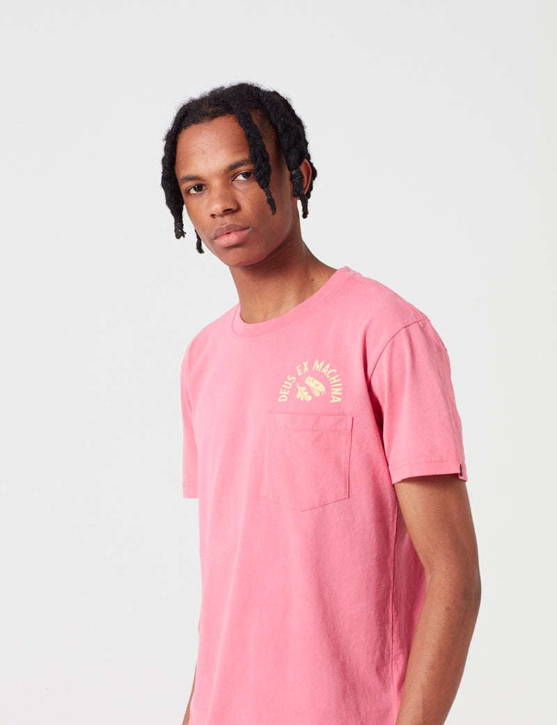 T-Shirt Responsabilités Deus Ex Machina Sunbleached - Rose Rouge/Jaune