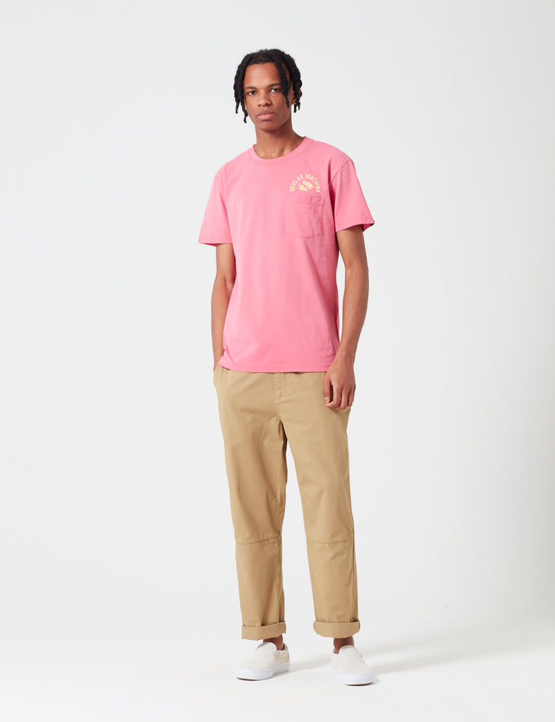 T-Shirt Responsabilités Deus Ex Machina Sunbleached - Rose Rouge/Jaune