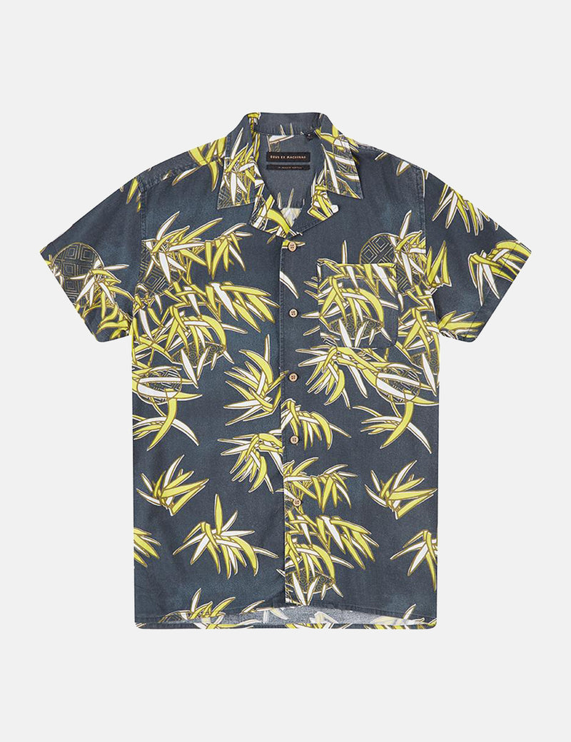 Deus Ex Machina Miyagi Dean Short Sleeve Shirt - Blue/Yellow