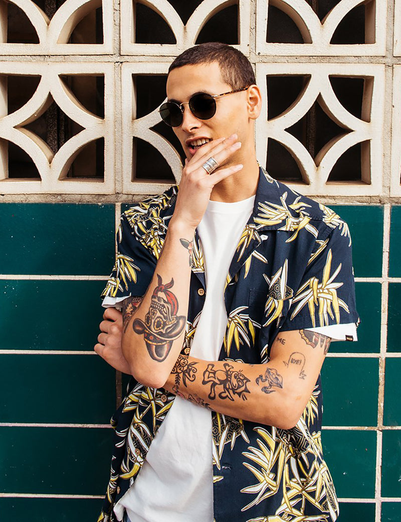 Deus Ex Machina Miyagi Dean Short Sleeve Shirt - Blue/Yellow