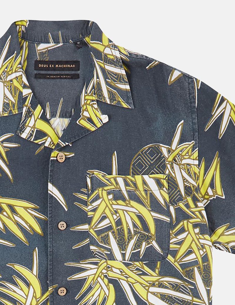 Deus Ex Machina Miyagi Dean Short Sleeve Shirt - Blue/Yellow