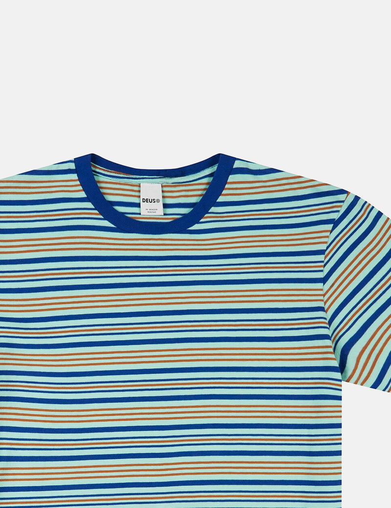 Deus Ex Machina Berties Stripe T-shirt - Blue Tint
