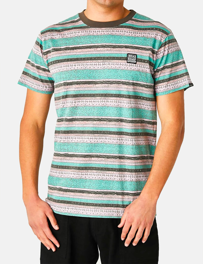 Deus Ex Machina Sunrise T-Shirt (Stripe) - Phantom Combo
