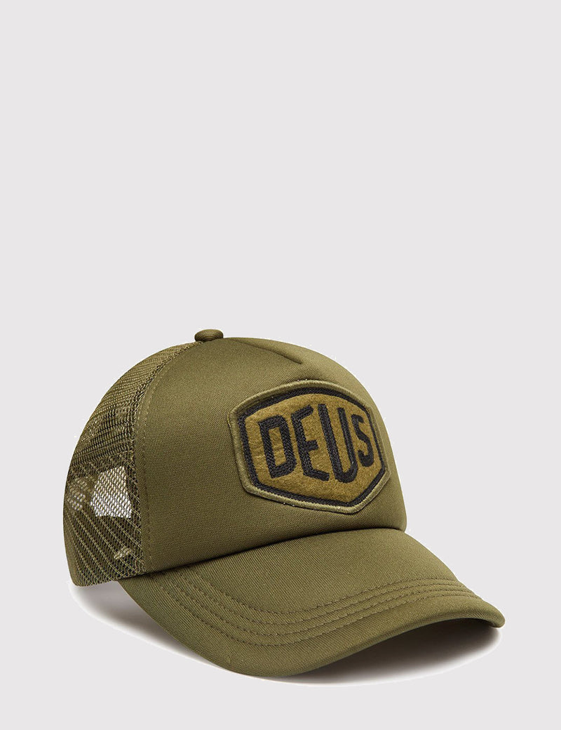 Deus Ex Machina Baylands Felt Shield Trucker Cap - Olive