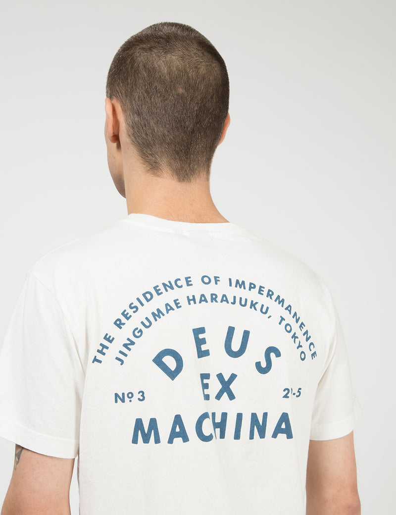 Deus ExMachina東京ポケットTシャツ-ヴィンテージホワイト