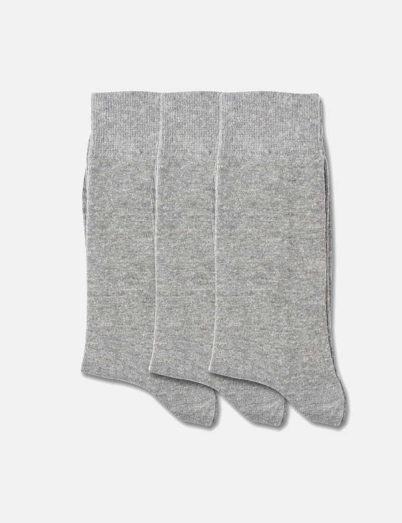 Democratique Solid Socks 3 Pack - Light Grey Melange - Article
