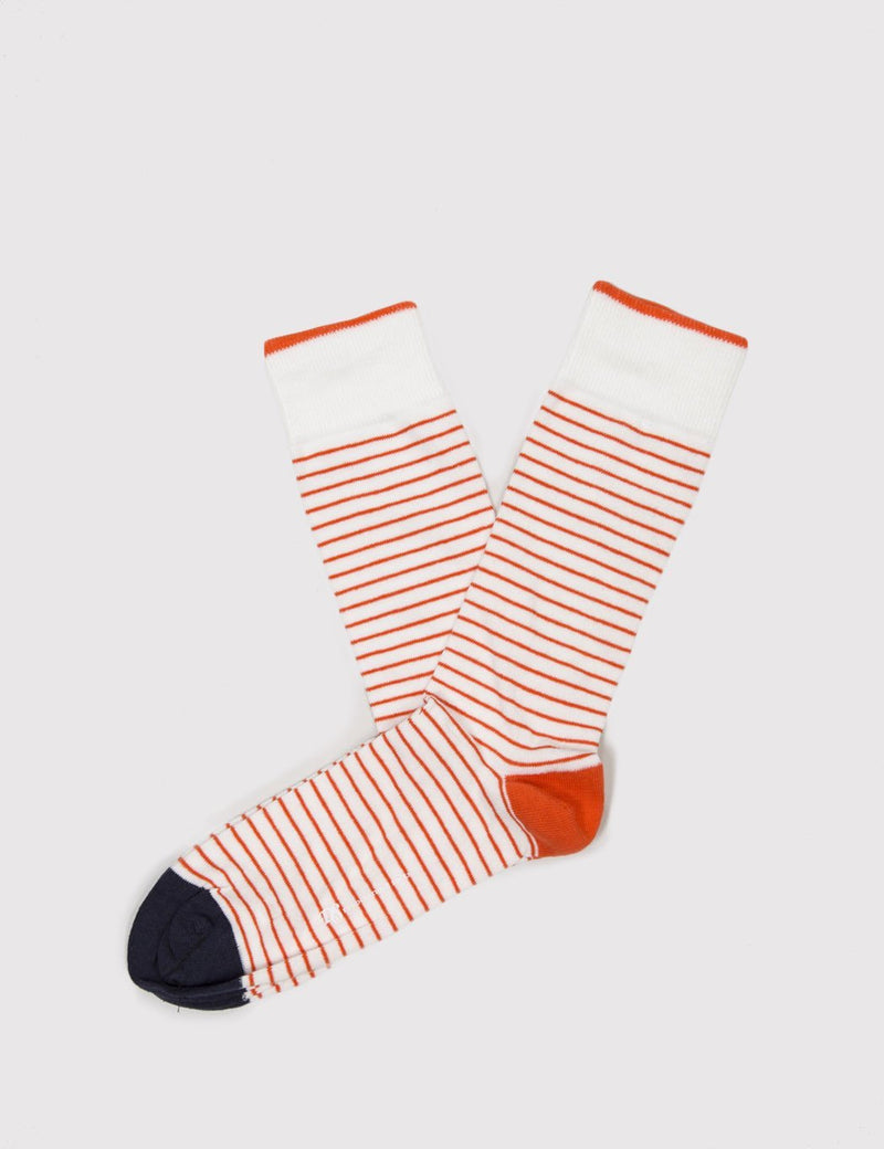 Democratique Original Mini Stripes - White/Orange/Navy - Article