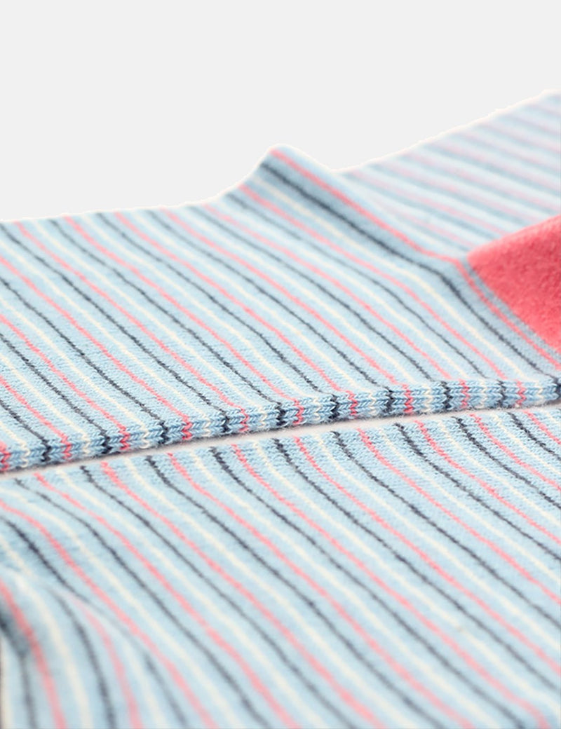 Democratique Ultralight Stripe Socks - Palm Springs Blue/Off White/Watermelon