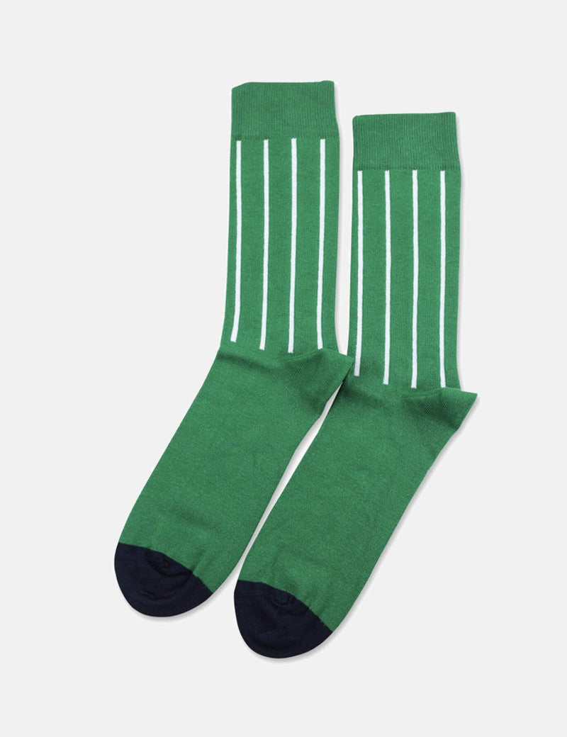 Democratique Originals Latitude Striped Socks - Tennis Green/Clear White/Navy