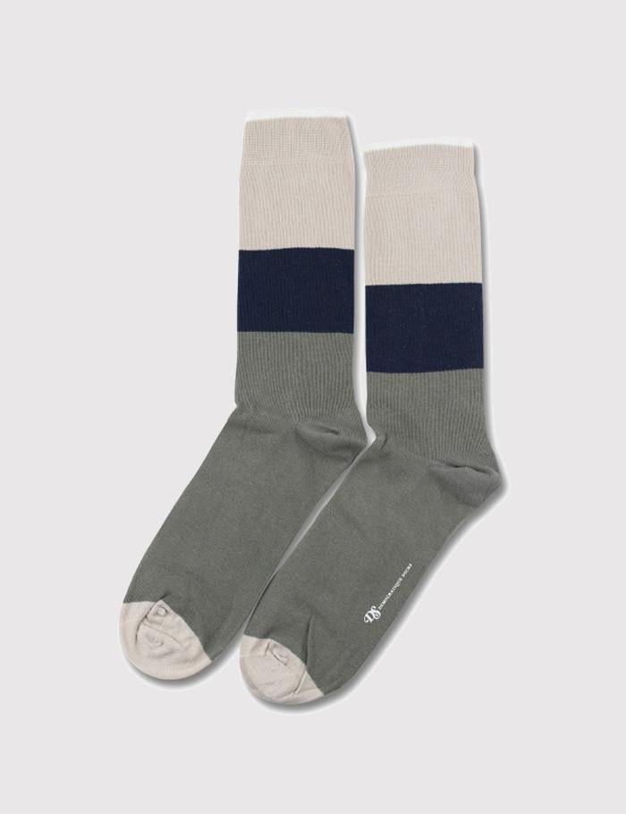 Democratique Block Party Socks - Army Green/Sand/Navy - Article