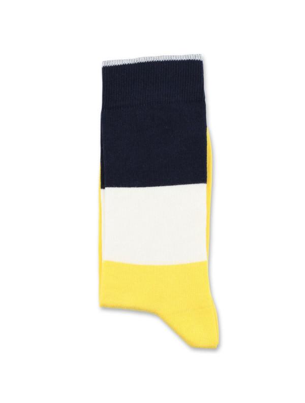 Democratique Block Party Socks - Yellow/White/Navy - Article