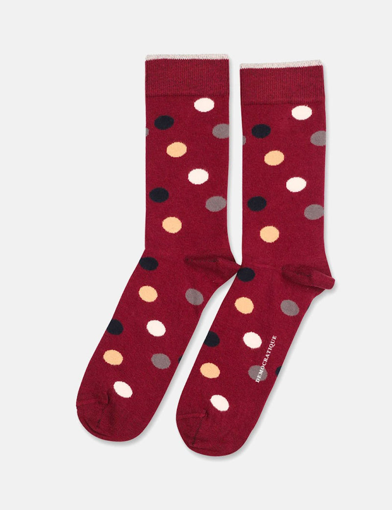 Democratique Originals DotCom Socks - Red Wine/Multi Dots