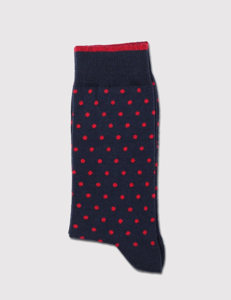 Democratique Original Polkadot Socks - Navy/Spring Red - Article