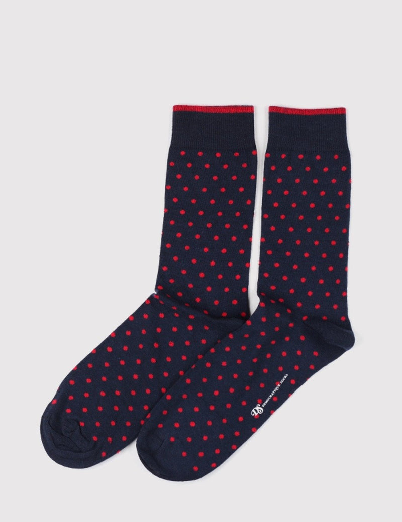 Democratique Original Polkadot Socks - Navy/Spring Red - Article