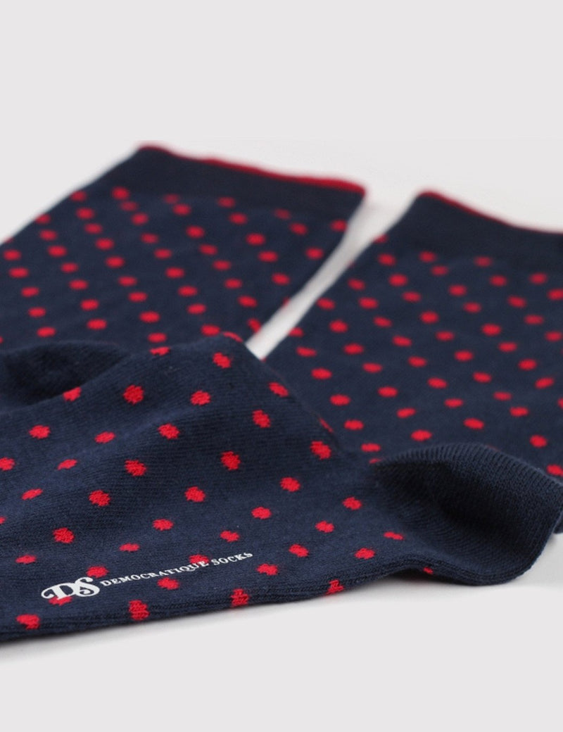 Democratique Original Polkadot Socks - Navy/Spring Red - Article