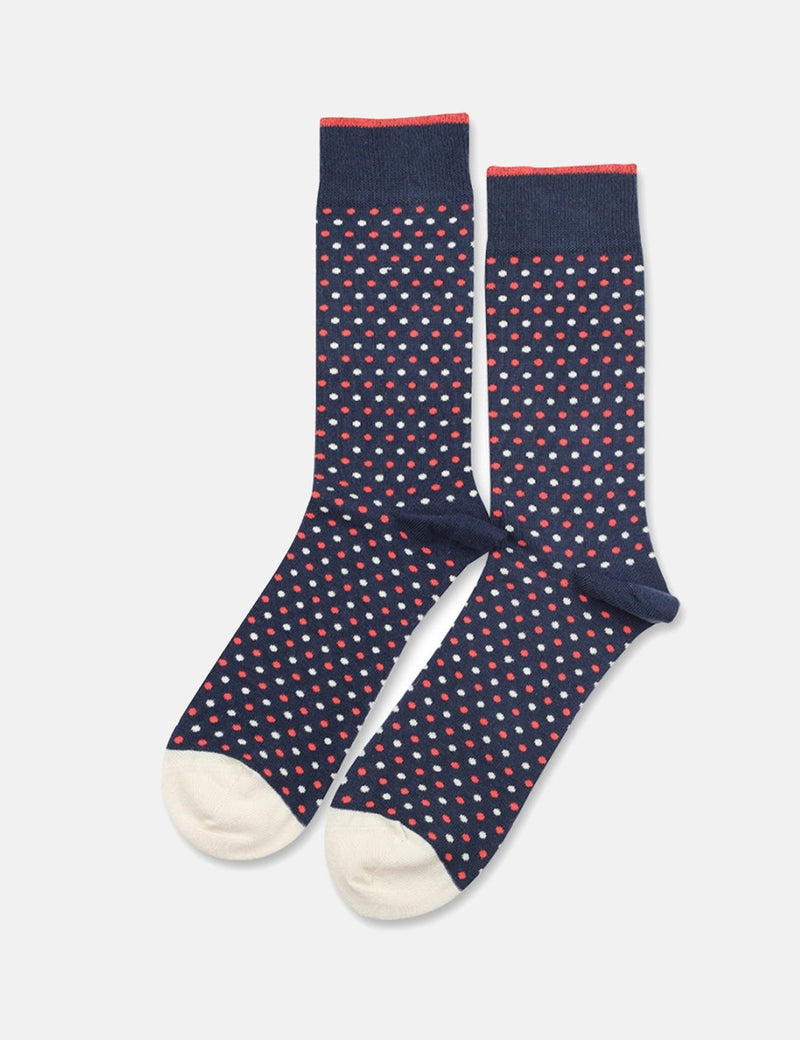 Democratique Original Polkadot Socks - Shaded Blue/Opal/Off White