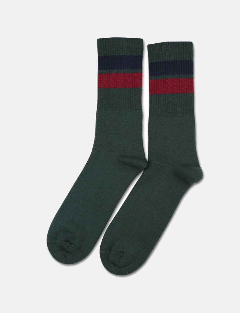 Democratique Athletic Classic Stripes Socks - Forrest Green/Navy/Red Wine