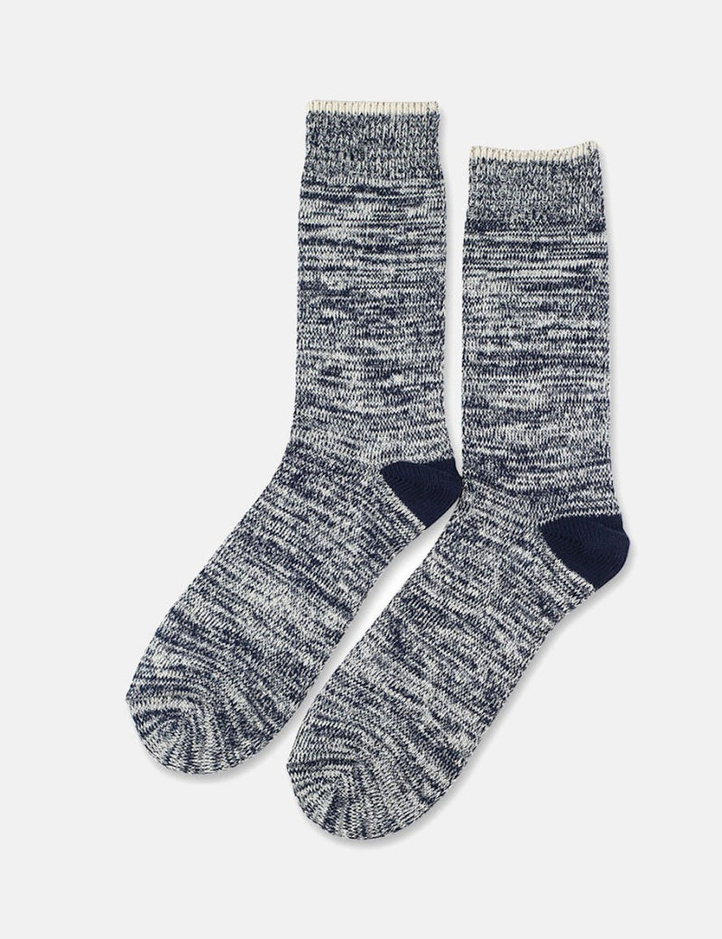 Democratique Relax Twister Socks - Navy Blue/Off White Melange