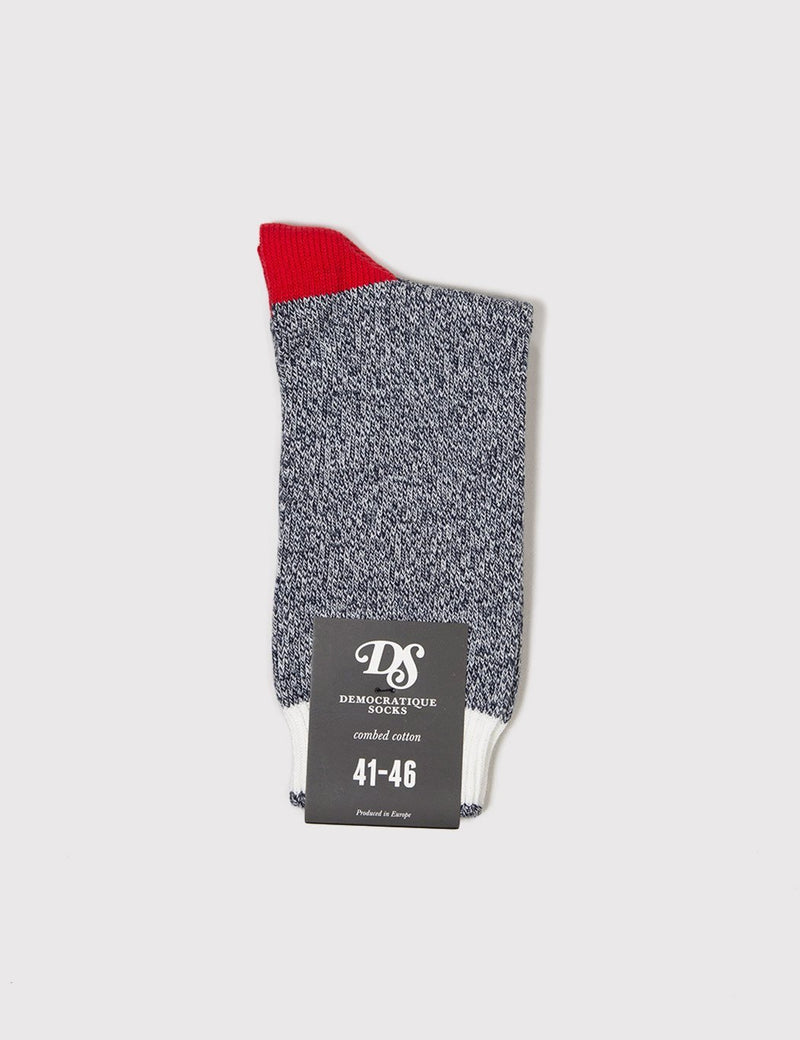 Democratique Relax Melange Contrast Socks - Navy/White/Red - Article