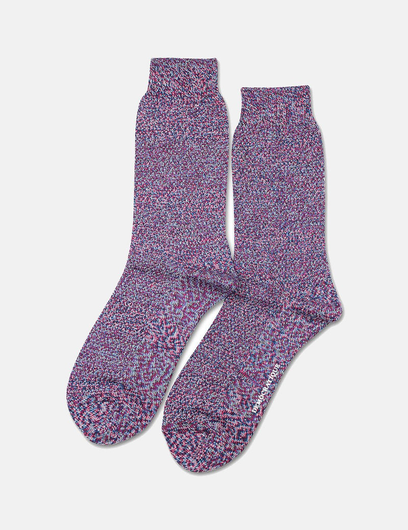 Democratique Relax Sailor Knit Supermelange Socks - Deep Purple
