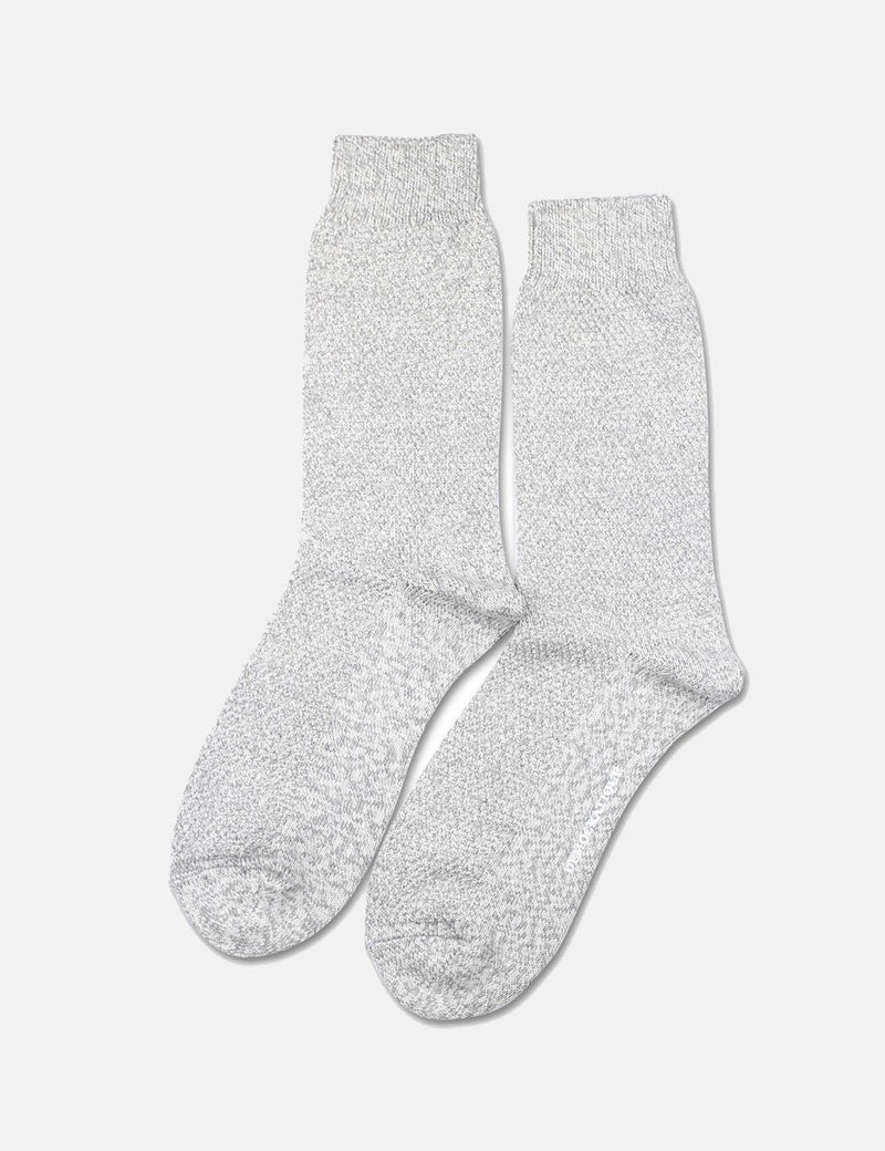 Democratique Relax Sailor Knit Supermelange Socks - Light Grey Melange
