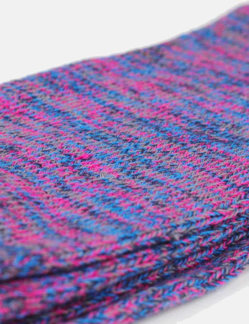 Democratique Relax Chunky Flat Knit Socks - Adams Blue/Purplish Pink/Navy/Warm Grey