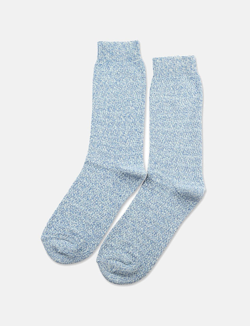 Democratique Relax Slub Knit Supermelange Socks - Poolside Green/Off White/Adams Blue
