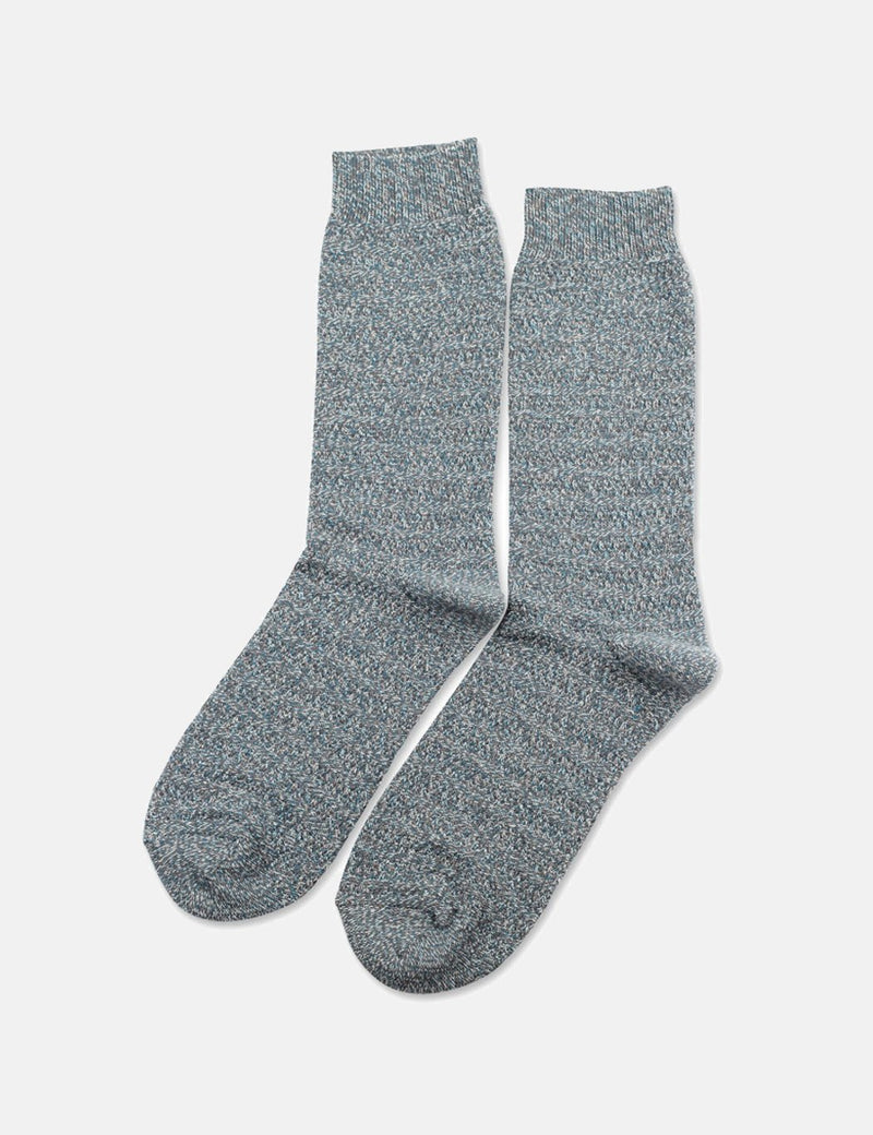 Democratique Slub Knit Supermelange Socks - Warm Coal/Off White/Diesel