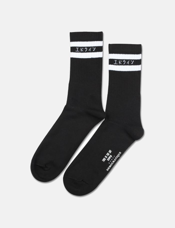 Democratique X Edwin Athletique 'This Is The Life' Socks - Black/White