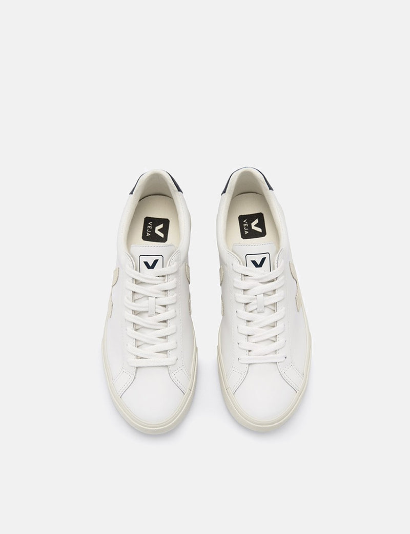 Veja Esplar Low Logo Leather Trainers - Extra White/Natural/Nautico
