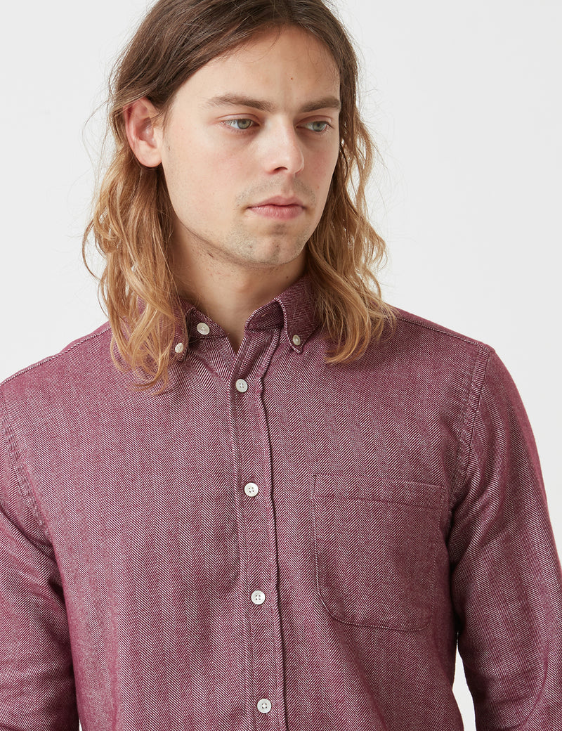 Portuguese Flannel Espiga Shirt - Bordeaux