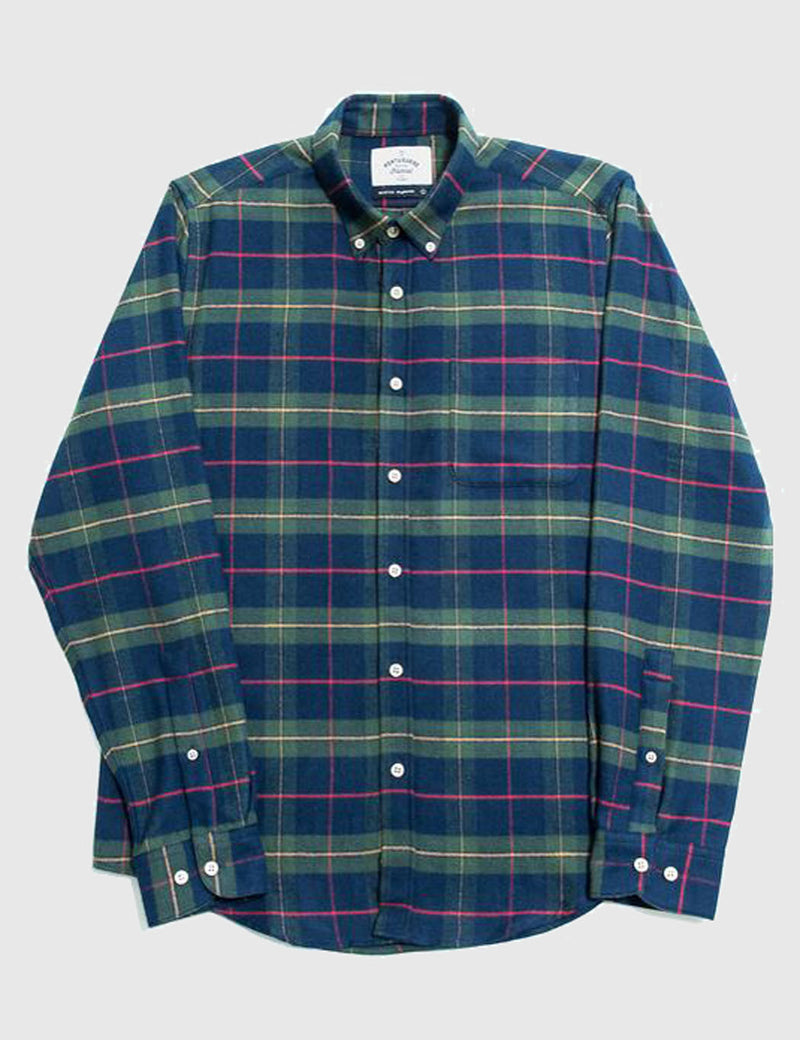 Portuguese Flannel Esquardo Shirt - Green Tartan