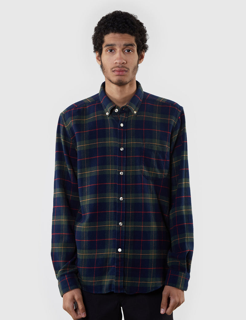 Portuguese Flannel Esquardo Shirt - Green Tartan