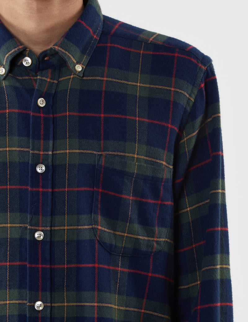 Portuguese Flannel Esquardo Shirt - Green Tartan