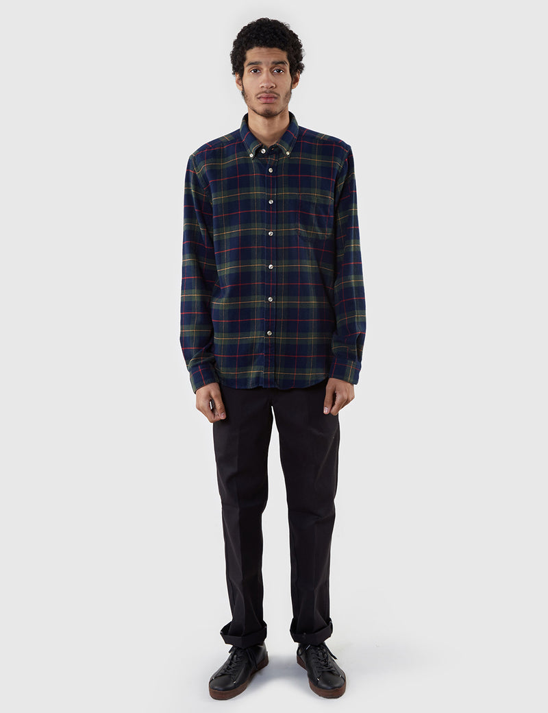 Portuguese Flannel Esquardo Shirt - Green Tartan