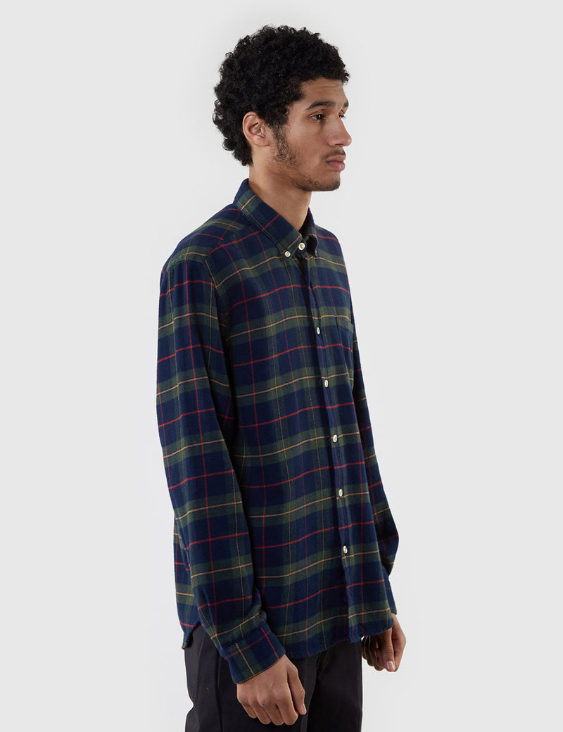 Portuguese Flannel Esquardo Shirt - Green Tartan
