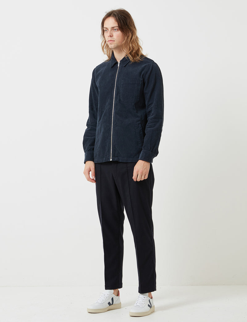Portuguese Flannel Fecho Zip Jacket (Corduroy) - Dark Navy Blue