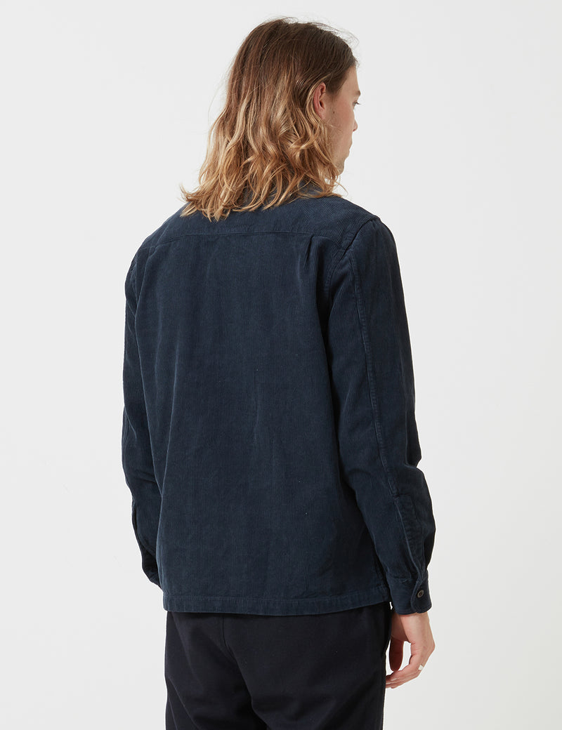 Portuguese Flannel Fecho Zip Jacket (Corduroy) - Dark Navy Blue