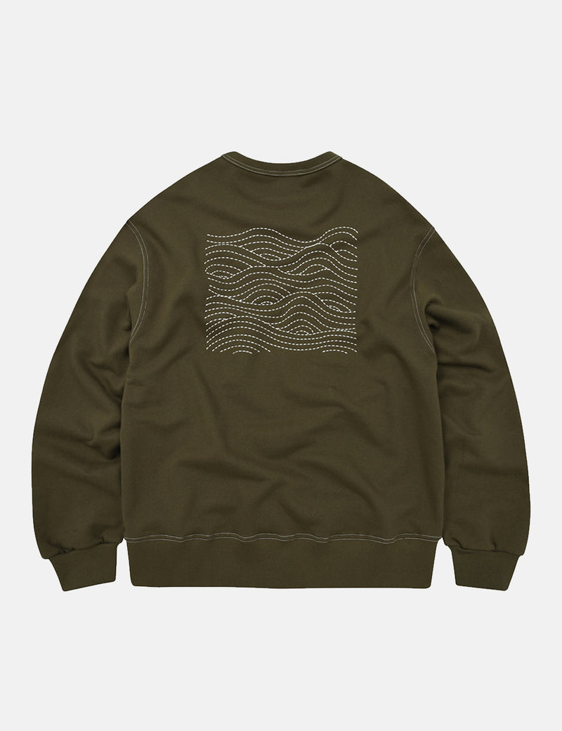 FrizmWORKS Wave Needlework Sweatshirt - Olive Green