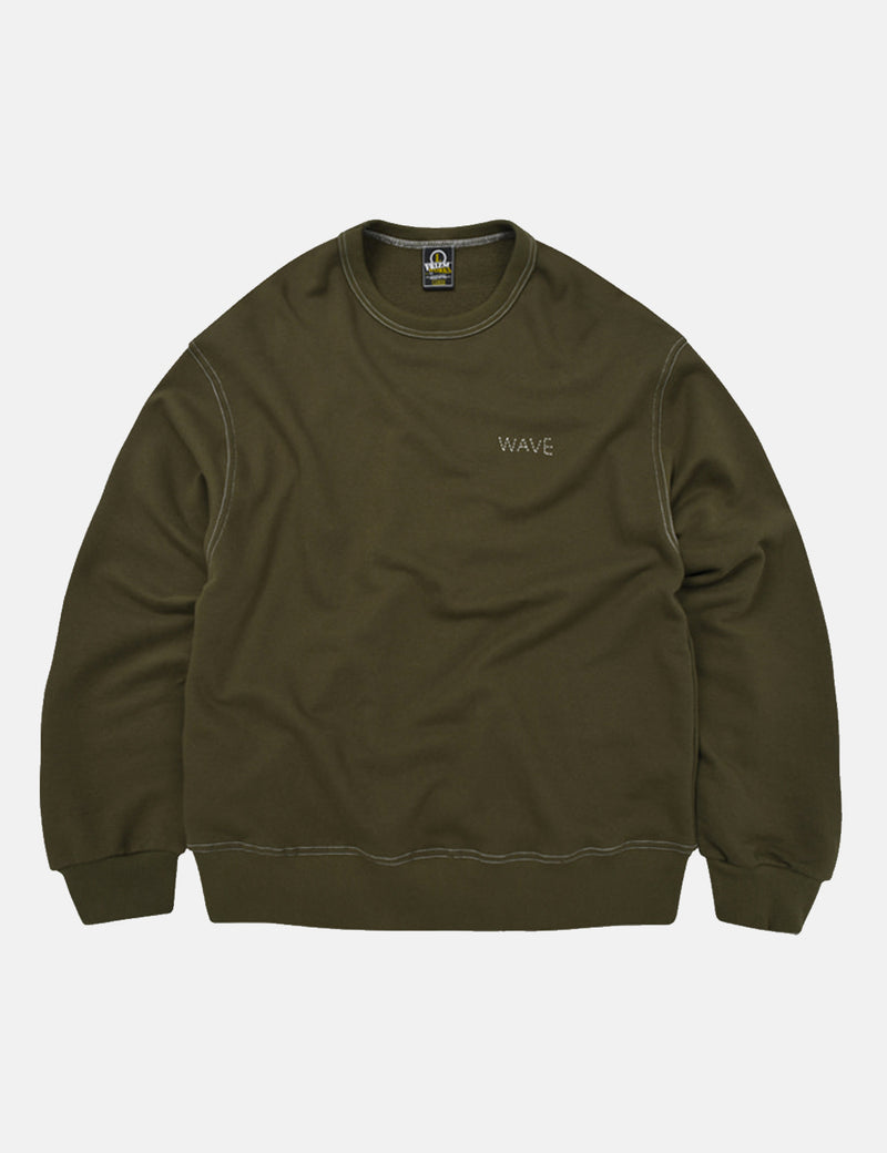 FrizmWORKS Wave Needlework Sweatshirt - Olive Green