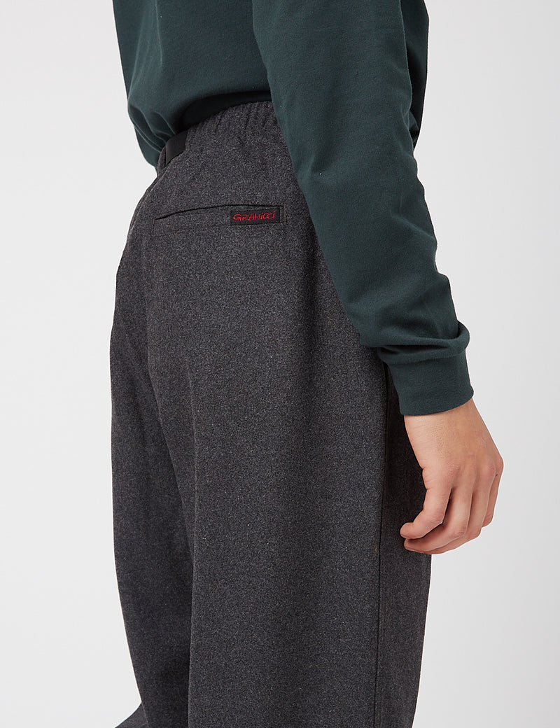 Gramicci Wool Blend Tuck Tapered Pants - Charcoal Grey