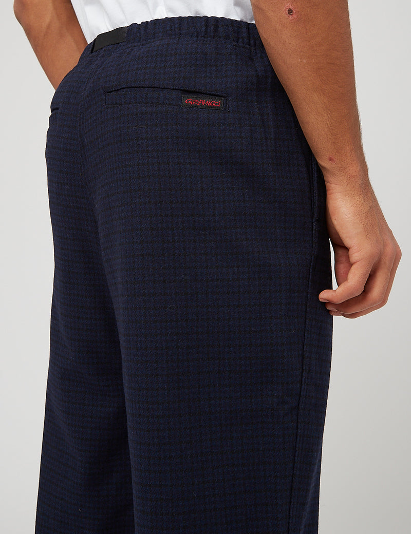 Pantalon Gramicci Wool Blend (Tuck Tapered) - Carreaux Bleu Marine