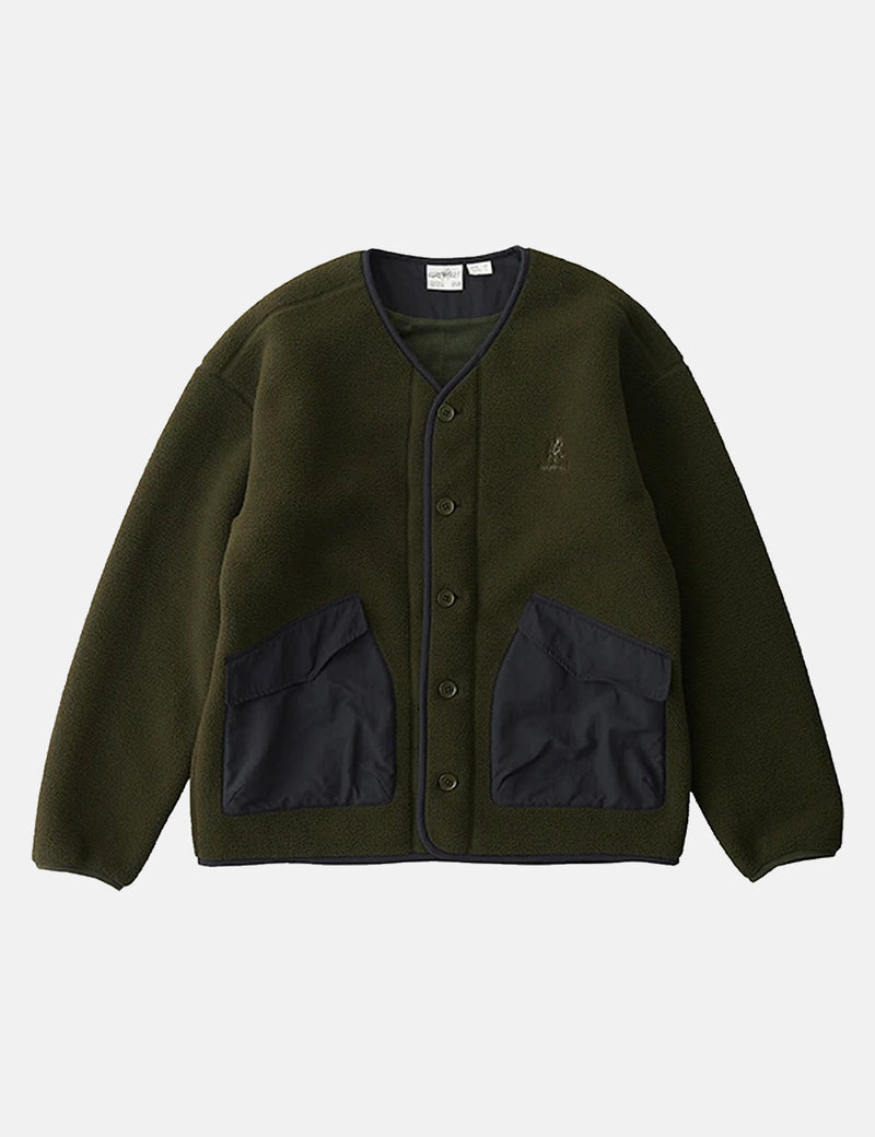 Gramicci Boa Fleece Cardigan - Olive Green