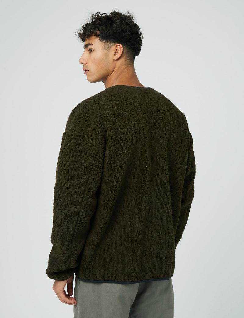 Gramicci Boa Fleece Cardigan - Olive Green