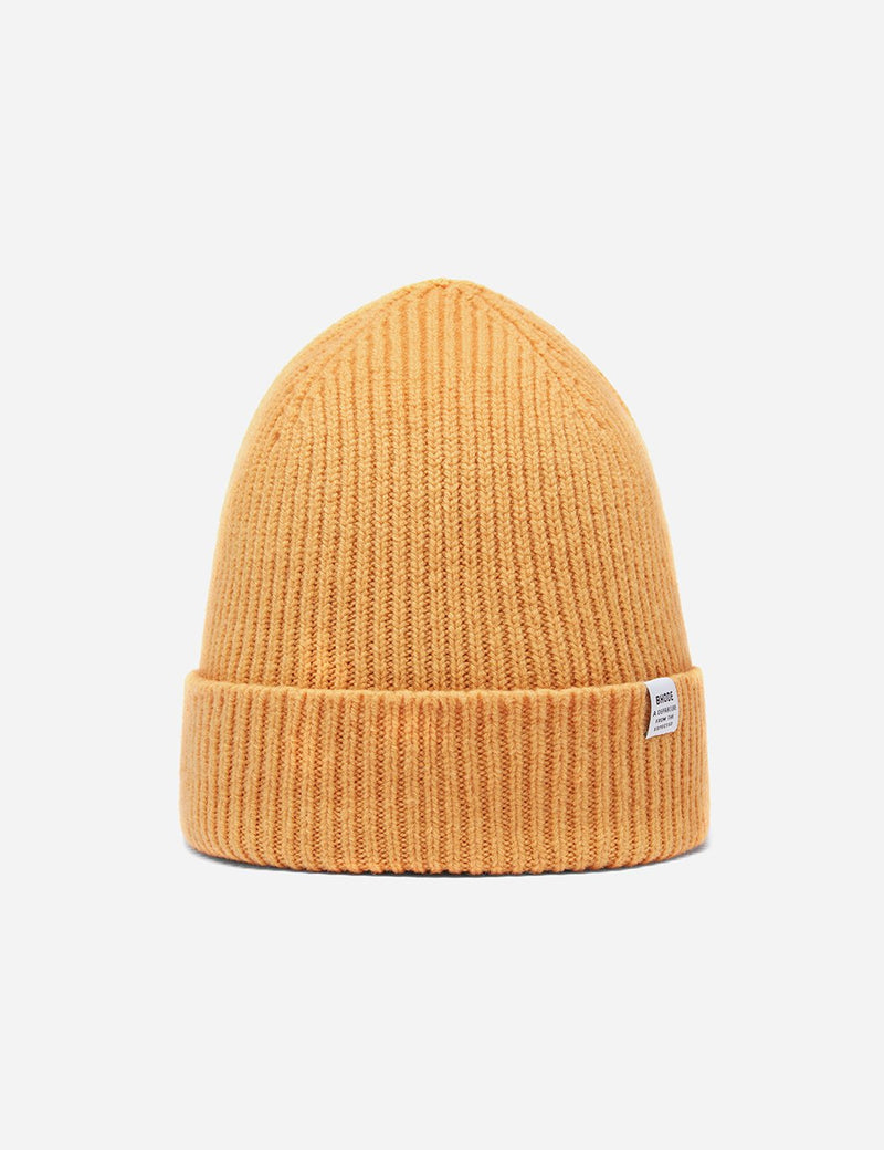 Bhode Knitted Beanie Hat (Lambswool)-Harvest Gold Yellow