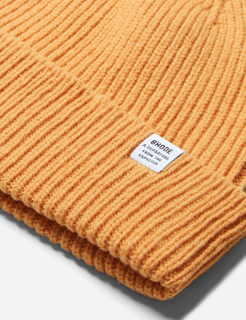 Bhode Knitted Beanie Hat (Lambswool)-Harvest Gold Yellow