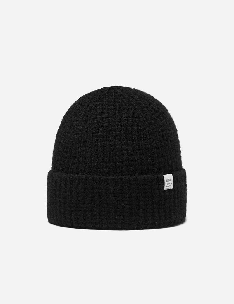 Bhode 'Pineapple' Scottish Texture Beanie Hat (Lambswool) - Black